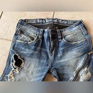 Rock Revival Blue and Black Moto Jeans size 29